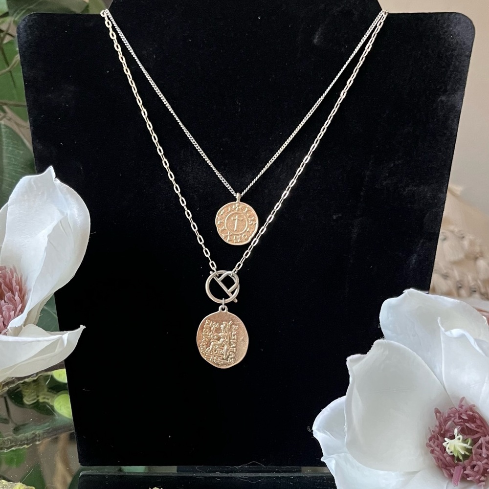 Layered Gold-Tone Coin & Link Pendant Necklace - Women's Jewelry